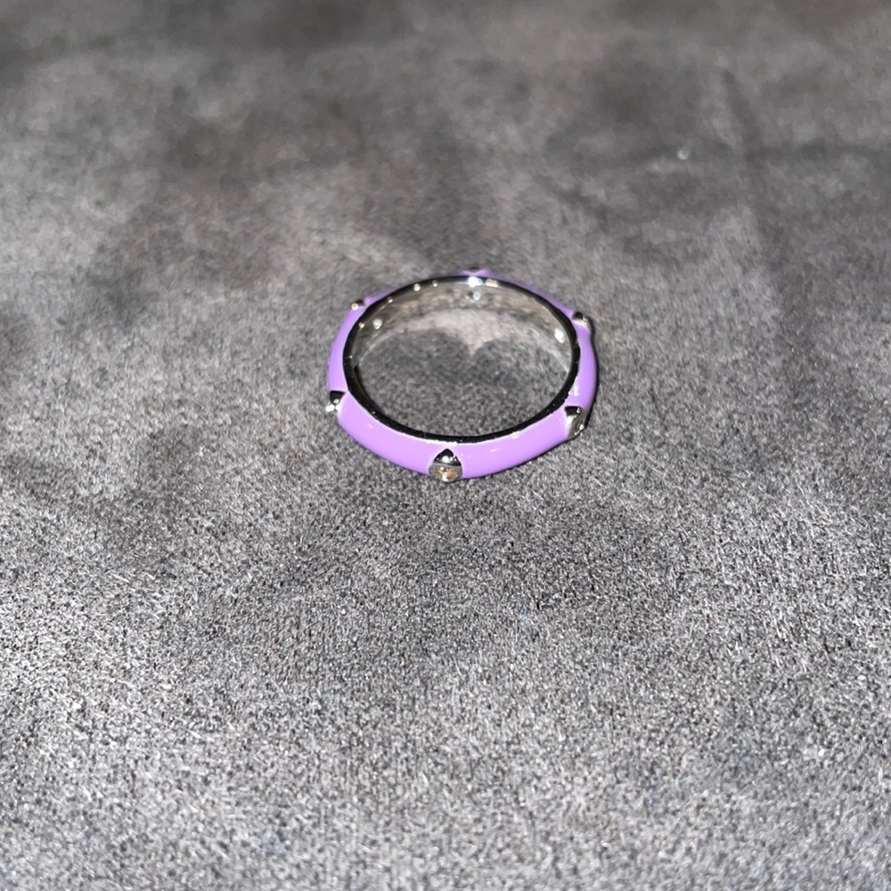 Colorful Enamel Stackable Ring with Crystals 💜